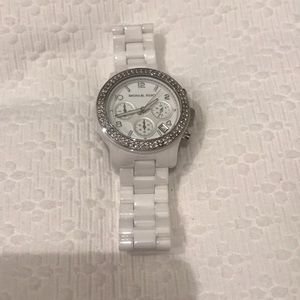 White, crystal encrusted MK Ceramic Watch